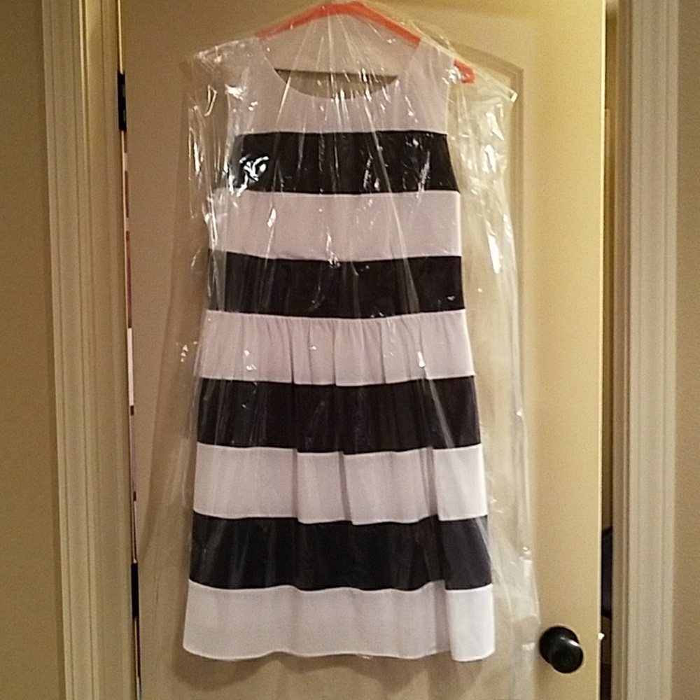 Navy and white sleeveless dress